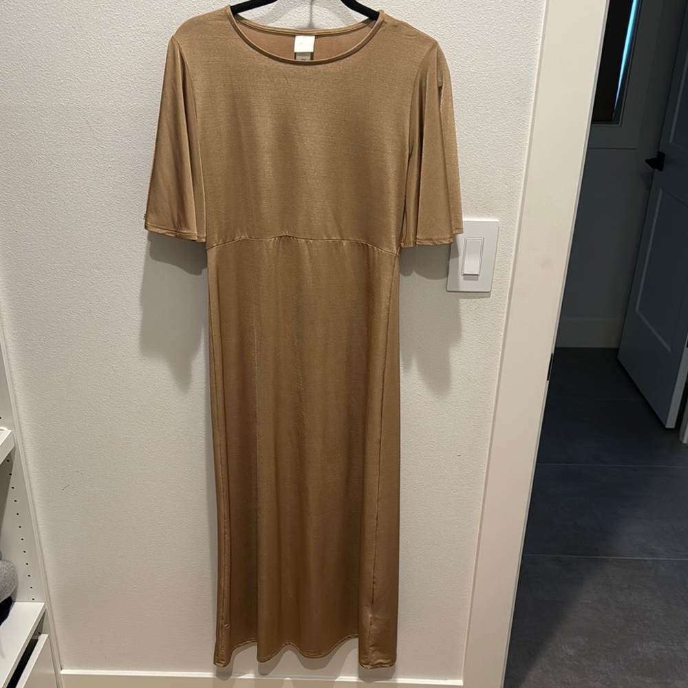 Elegant Tan Midi Dress